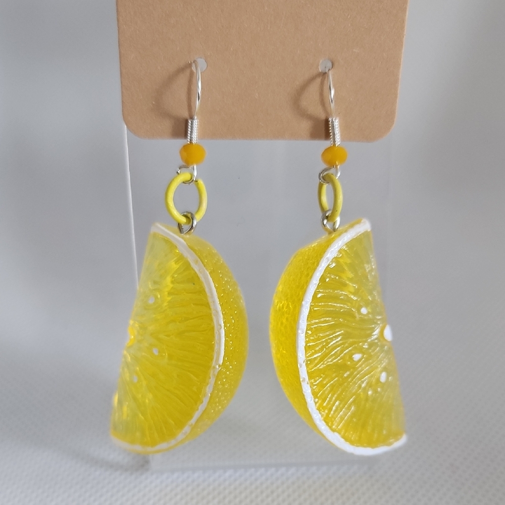 Yellow Lemon Slice Earrings